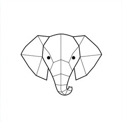 Wall Mural - Geometric elephant face illustration, isolated, simple design, for kids books or arts