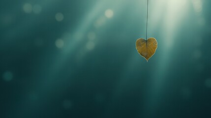 Wall Mural -   A heart-shaped ornament dangles from a string above a body of water