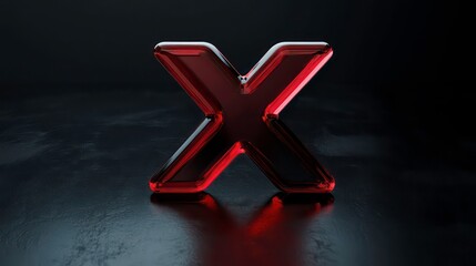 Aufkleber - Red glass letter X on dark background. (1)