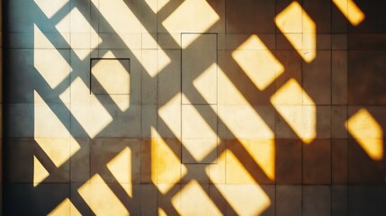 Leinwandbilder - Geometric light and shadow patterns on tiled floor.