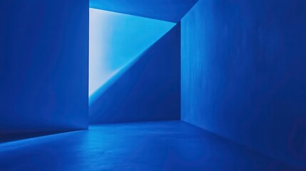 Poster - Abstract blue room with triangular light source.