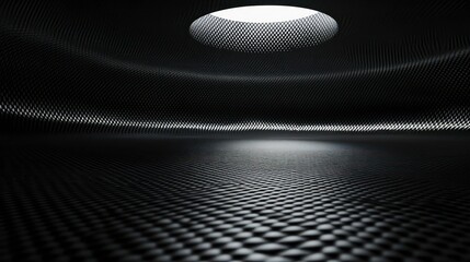 Aufkleber - Dark, abstract room with textured floor and ceiling light.