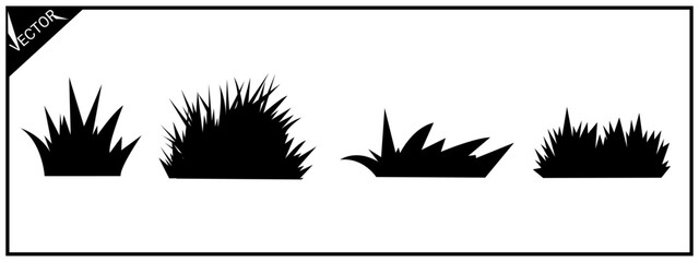 silhouette set of bushes, isolated on white background, vector illustration.