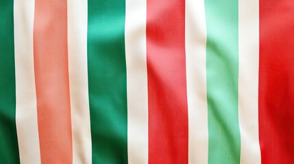 Poster - Close-up of vibrant multicolored striped fabric with soft folds and wrinkles.