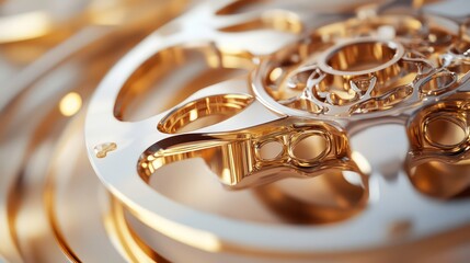 Poster - Close-up of intricate gold-toned clockwork mechanism.