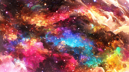 Wall Mural - colorful cosmic nebula with vibrant hues and starlit background, perfect for digital art and wallpap