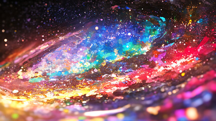 Wall Mural - vibrant cosmic scene depicting a colorful galaxy with swirling stars and nebulae in space