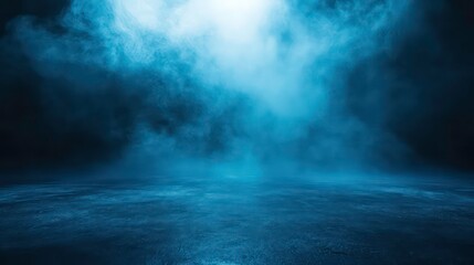Aufkleber - Dark blue smoky background with illuminated floor. (1)
