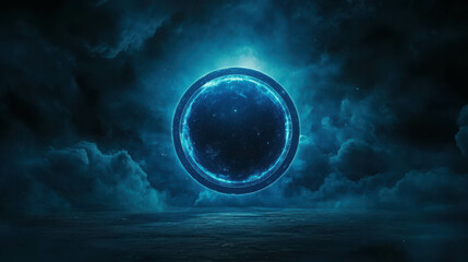 Wall Mural - Monumental Rotating Sphere in the Vast Cosmic Void Illuminated by Ethereal Light