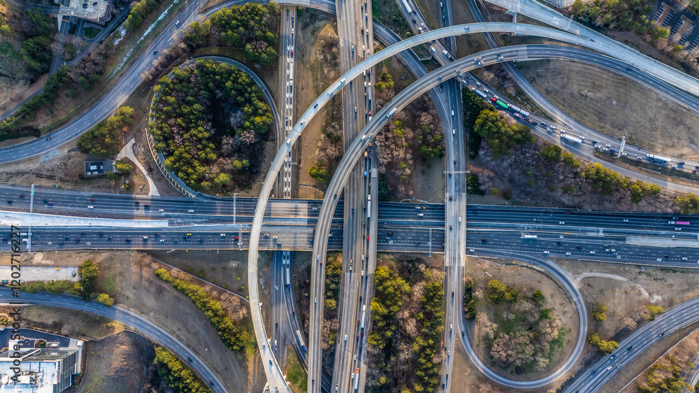 Flyover of Interstate Highway Interchange Stock Photo | Adobe Stock