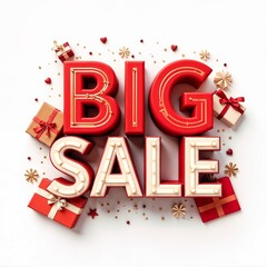 Wall Mural - BIG Sale 3D text with shopping and marketing decorative isolated on white background