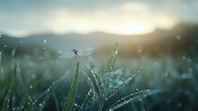 Dragonfly Drops Of Morning Dew Free Stock Photo - Public Domain Pictures
