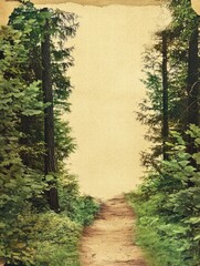 Aufkleber - Winding forest trail between tall trees invites exploration in a serene nature setting. Generative AI