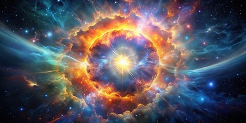 Wall Mural - Cosmic Explosion A Celestial Event of Radiant Energy and Vibrant Nebulae