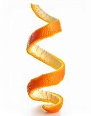 Wall Mural - A spiraling orange peel against a white background.