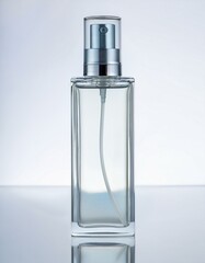 Wall Mural - Clear glass perfume bottle with silver top.