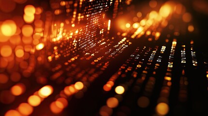 Aufkleber - Vibrant abstract digital background featuring glowing binary code and light effects, illustrating a dynamic flow of information in a high-tech environment.