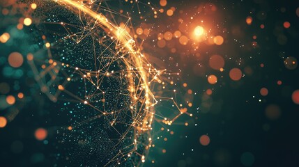 Aufkleber - This abstract image showcases a glowing digital globe filled with interconnected nodes and sparkles, perfect for themes related to technology, innovation, and data visual