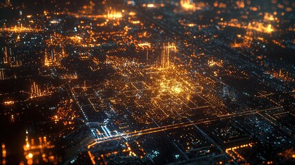 Aufkleber - An intricate illustration showing Earth at night, highlighted by bright lights and a hexagonal grid. This digital artwork symbolizes global connectivity and advanced tech
