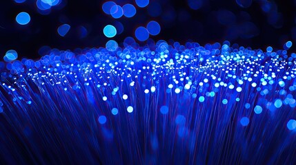 Leinwandbilder - Explore an abstract representation of network connections featuring blue lights against a dark backdrop, symbolizing technology, innovation, and digital data visualizatio