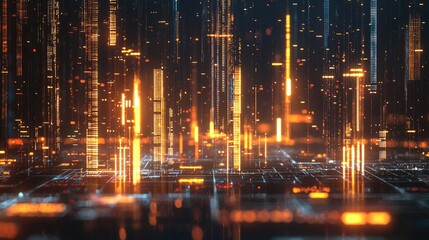 Poster - This image showcases a modern digital graph overlay with glowing elements, representing financial trends and data analysis in a sleek and captivating design.