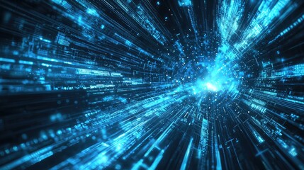 Aufkleber - This image captures a dynamic digital background featuring abstract financial data visualization, with glowing chart lines and graphs in blue tones, illustrating market t