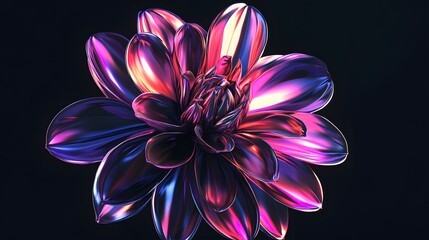 Iridescent metallic flower digital art design
