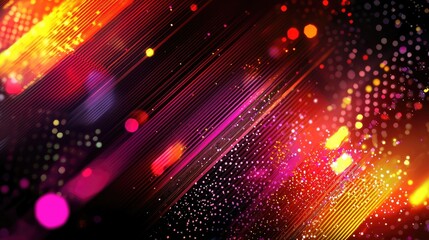 Fototapete - A vibrant and colorful abstract image featuring lines and dots that convey motion and energy against a dark background. Perfect for technology and innovation themes.