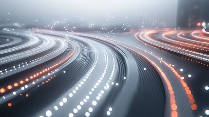 Aufkleber - A sleek abstract digital background featuring glowing lines and dots, depicting modern technology and connectivity in a minimalist light gray design.