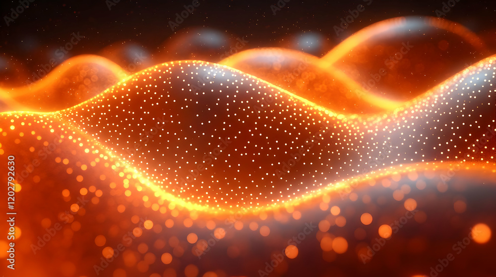 Abstract Glowing Orange Wave Particle Background