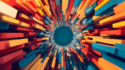 Abstract Colorful Blocks Converging Towards a Central Void