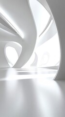 Wall Mural - Abstract White Architecture Soft Light Interior Design. AI Generated