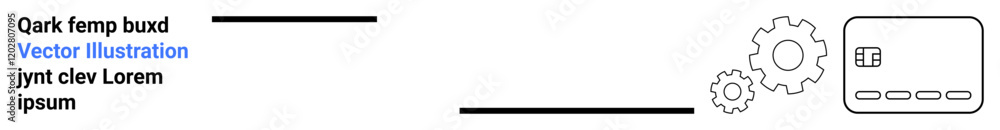 Gears connected to a system interface, with an adjacent block of text. Ideal for technology integration, machinery, technical systems, software development, project planning, process optimization