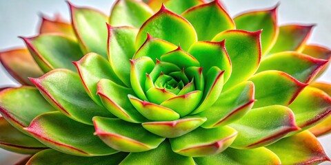 Wall Mural - Green Succulent on White Background - Nature Photography