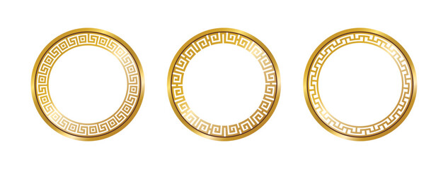 Wall Mural - greek circle pattern gold frame, round greek frame ornament, decorative frame, decoration elements v