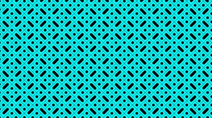 Wall Mural - Square shape geometric pattern background design | Seamless pattern background with stroke, dot, line shape with teal background colour for texture, presentation, banner, decoration