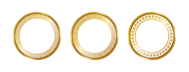 Wall Mural - greek circle pattern gold frame, round greek frame ornament, decorative frame, decoration elements v