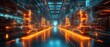 © artbot - Futuristic industrial warehouse with glowing machinery and illuminated pathways