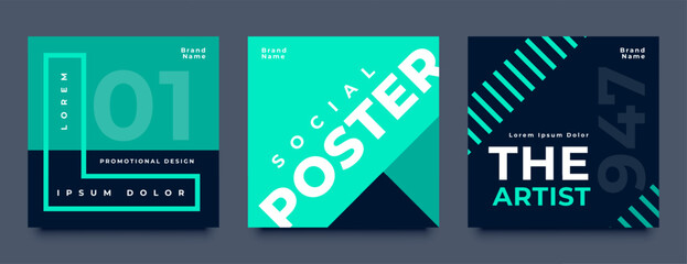 Wall Mural - set of abstract social media promo template for company branding