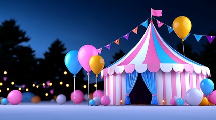 Enchanted Circus Tent Under a Starlit Night Sky