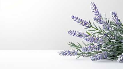 Canvas Print - winter border foliage Concept. Lavender flowers arranged elegantly on a clean, minimalistic background.