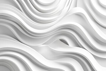 Wall Mural - elegant white waves: a modern abstract design in layered paper art, perfect for backgrounds, texture