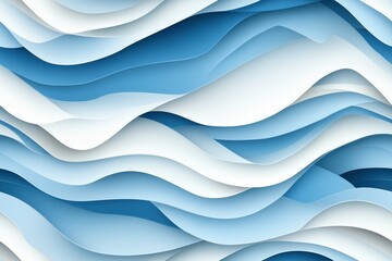 Wall Mural - fluid waves of tranquility: a serene abstract composition of soft blue and white tones for calming v