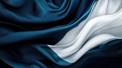 Wall Mural - Blue and white fabric flowing, dark background, elegant texture, design