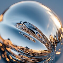 Wall Mural - abstract reflection and light play in a silver sphere captured on a calm surface, evoking modern ele