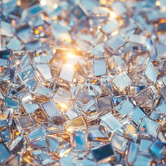 Wall Mural - sparkling crystal fragments on shimmering surface capturing light, perfect for backgrounds and artis