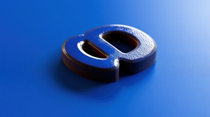 Wall Mural - blue metallic at symbol, 3d render, gradient background, website design