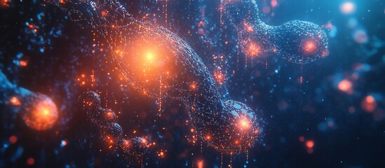 Wall Mural - abstract cellular network: a symphony of light and data