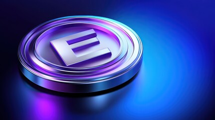 Wall Mural - futuristic 'e' coin, neon background, digital asset