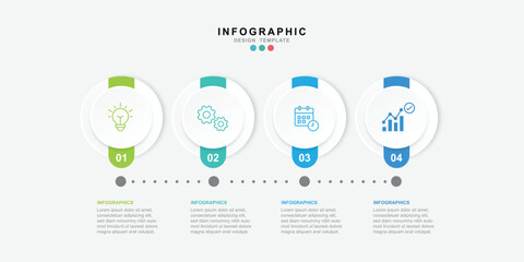 Fototapete - Vector Infographic label design template . process diagram with icons and 4 options or steps.